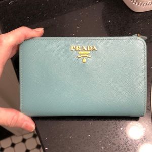 Prada Turquoise French Style Wallet.